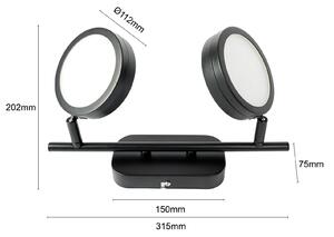 Lindby Spot Neros, negru, 2 lumini, 31,5 cm, CCT, fier, Negru, Camera de zi / sufragerie, Metal, Modern