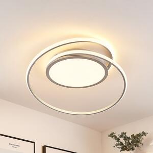 Lucande plafonieră LED Noud, 65 cm, argintiu, metal, CCT, reglabil, Gri, dormitor, Metal, Modern