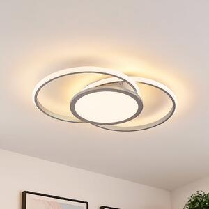 Lucande plafonieră LED Senne, 63 cm, argintiu, aluminiu, reglabil, Gri, Bucătărie, Metal, Modern