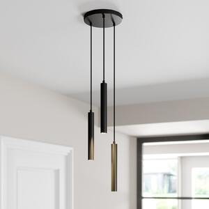 Arcchio Lampă suspendată LED Franka, 3 becuri, Ø 24 cm, negru, Negru, Camera de zi / sufragerie, Metal, Modern