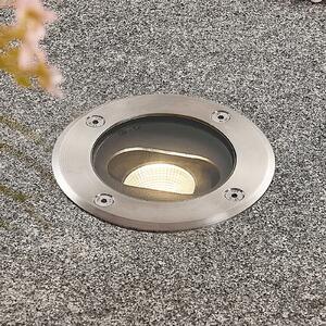 Lucande Lumină LED rotundă pentru montare în pardoseală Doris, oțel inoxidabil, Metalic, Metal, Modern, Corpuri de iluminat încastrate rotunde