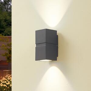 Lucande Lampă de perete pentru exterior cu LED gri închis Gabriela, 2 lumini., Gri, Metal, Modern, Priză de perete sus / jos