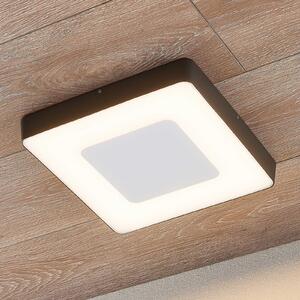 Lucande LED plafonieră de exterior Sora, unghiulară, senzor, IP54, Negru, Metal, Modern