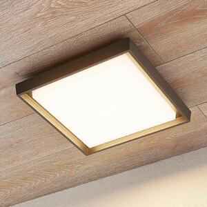 Lucande LED-Außendeckenleuchte Birta, gri închis, IP54, 34 cm, Gri, Metal, Modern
