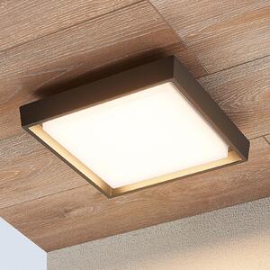 Lucande LED-Außendeckenleuchte Birta, gri închis, 27 cm, IP54, Gri, Metal, Modern