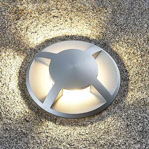 Lucande Lampa de încastrare în pardoseală Milara, 4 direcții iluminare, GU10, reglabil, Metalic, Aluminiu, Modern, Corpuri de iluminat încastrate rotunde
