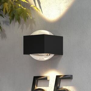 Lucande Almos aplică LED exterior, angular, 2 fl, Negru, Metal, Modern, Priză de perete sus / jos