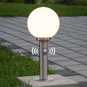 Lindby Lampă cu soclu Vedran, 45 cm, oțel inoxidabil, senzor, reglabil, Metalic, Oțel inoxidabil, Modern, Glob pentru exterior