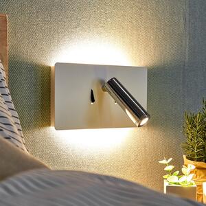 Lucande Aplică de perete Elske LED cu lumină lectură, Alb, dormitor, Metal, Modern, Lumină de lectură