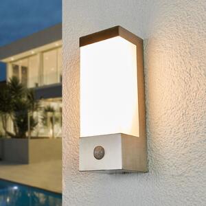 Lindby Aplică LED pentru exterior Severina, 25 cm, senzor, oțel, Metalic, Metal, Modern