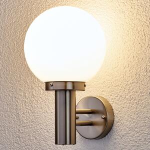 Lindby Lampă de exterior Nada, oțel inoxidabil, sticlă, 32 cm înălțime, E27, Metalic, Sticlă, Modern, Glob pentru exterior