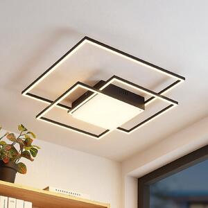 Lindby plafonieră LED Nelinka, 60 cm, negru, aluminiu, Negru, Camera de zi / sufragerie, Metal, Modern