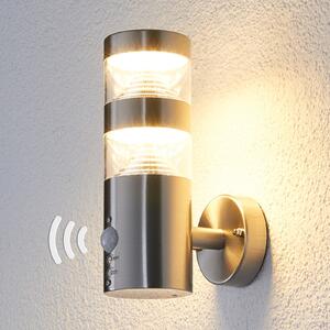 Lindby Aplică LED pentru exterior Lanea, 22 cm, oțel inoxidabil, senzor, Metalic, Oțel inoxidabil, Modern