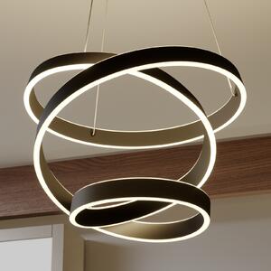 Lindby Lampă suspendată LED Olada, negru, metal, Ø 51cm, Negru, Camera de zi / sufragerie, Metal, Modern