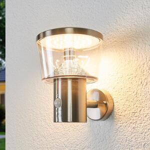 Lindby LED lampă de perete pentru exterior Antje, detector mișcare, IP44, Metalic, Oțel inoxidabil, Modern