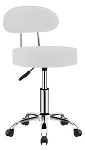 Scaun rotativ cu roti cu spatar, Tebere, Alb, 35x35x80 cm