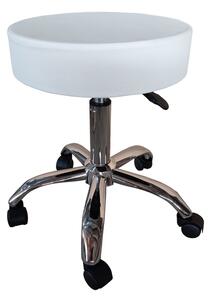 Scaun rotativ cu roti fara spatar, Tebere, Alb, 35x35x59 cm