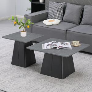 Set 2 buc. masute de cafea, Square, Negru, 80x80x50 cm