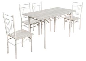Set masa si scaune dining 5 buc. Roza, Alb, 110x60x90 cm