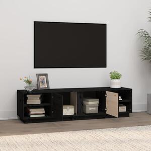 Comodă TV, negru, 156x40x40 cm, lemn masiv de pin