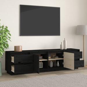 Comodă TV, negru, 176x37x47,5 cm, lemn masiv de pin