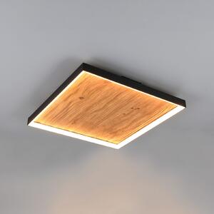 Trio Lighting Plafonieră LED Kalea, lungime 45 cm, culoare lemn, reglabil, Lemn, Camera de zi / sufragerie, Lemn