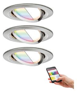 Paulmann Spot Nova Plus set 3x RGBW, reglabil, Metalic, Camera de zi / sufragerie, Metal, Modern, Corpuri de iluminat încastrate rotunde