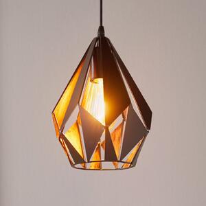 EGLO Lampă suspendată Carlton, negru/cupru, Ø 20,5 cm, reglabil, Negru, Camera de zi / sufragerie, Metal, Vintage
