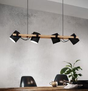 EGLO Lampă suspendată Hornwood, 4 becuri, pivotantă, reglabil, Negru, Camera de zi / sufragerie, Metal