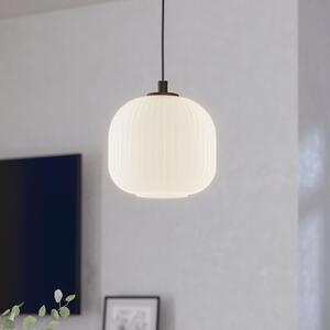 EGLO Lampă suspendată Mantunalle, Ø 20 cm, alb/negru, sticlă, reglabil, Alb, Camera de zi / sufragerie, Sticlă, Scandinavă