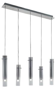 Lustră Pendul Lucande, Korvitha, reglabil, Gri, Bucătărie, Sticlă, Modern