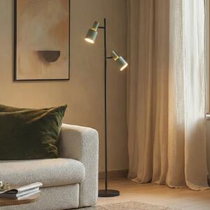 Lindby lampadar Ovelia, verde/negru, metal, E27, Negru, Camera de zi / sufragerie, Metal, Modern