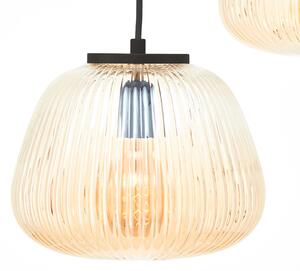 Brilliant Lampă suspendată Kaizen, lungime 105 cm, chihlimbar, 3 lumini, sticlă, reglabil, Camera de zi / sufragerie, Metal