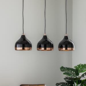 Opviq Lampă suspendată Yildo 6877 3 becuri liniar negru/coper, reglabil, Negru, Camera de zi / sufragerie, Metal, Modern