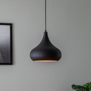 Opviq Saglam 3774 lampă suspendată 1 bec Ø30cm negru / auriu, reglabil, Negru, Camera de zi / sufragerie, Metal, Vintage