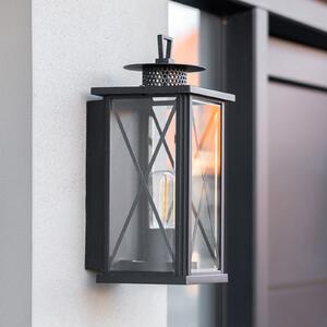 K.S. Verlichting Aplică de perete pentru exterior Winchester, felinar, negru/clear, reglabil, Negru, Metal, Felinar