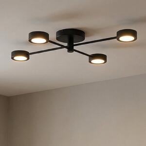 Nordlux Plafonieră cu LED Clyde Flex, 4 lumini, 2 stâlpi, negru, reglabil, Negru, Camera de zi / sufragerie, Metal