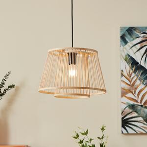 EGLO Lampă suspendată Hykeham, Ø 38 cm, naturală, bambus, Lemn, Camera de zi / sufragerie, Bamboo, Scandinavă