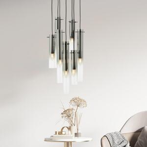 Brilliant Suspensie Glasini, Ø 32 cm, gri fumuriu, 7 lumini, sticlă, reglabil, Gri, Camera de zi / sufragerie, Sticlă, Modern