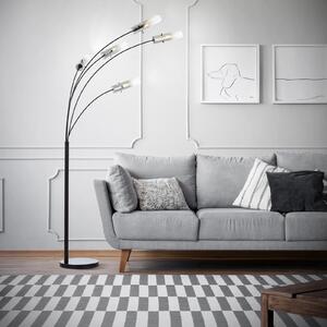 Brilliant Lampă de podea Glasini, înălțime 200 cm, gri fumuriu, 5 lumini, sticlă, Gri, Camera de zi / sufragerie, Sticlă, Modern