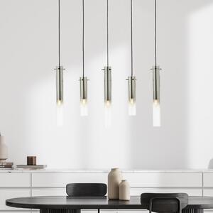 Brilliant Suspensie Glasini, lungime 95 cm, gri fumuriu, 5 lumini, sticlă, reglabil, Gri, Camera de zi / sufragerie, Sticlă, Modern