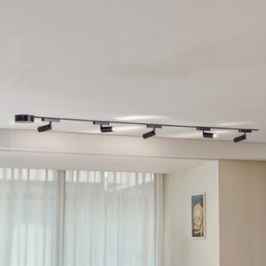 Lindby Sistem de șine 48V Lumaro Spots 5 becuri negru Ø 4cm dimabil, reglabil, Negru, Camera de zi / sufragerie, Aluminiu, Modern