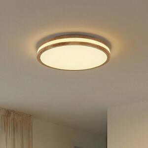 Lindby Plafonieră LED Emiva, 50 cm, lemn deschis, CCT, reglabil, Lemn, Camera de zi / sufragerie, Lemn, Modern