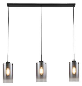 Freelight Lampă suspendată Ventotto, negru/fum, lungime 105 cm, 3 lumini., reglabil, Gri, Camera de zi / sufragerie, Metal, Modern