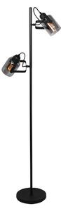Freelight Lampă de podea Fumoso, 2 lumini, înălțime 143 cm, negru/gri fumuriu, Negru, Camera de zi / sufragerie, Metal, Modern