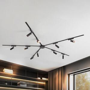 Lindby Sistem de șine 48V Lumaro, spoturi, 10 becuri, negru, Ø 4cm, reglabil, Negru, Camera de zi / sufragerie, Aluminiu, Modern, Plafon cu flacără multiplă