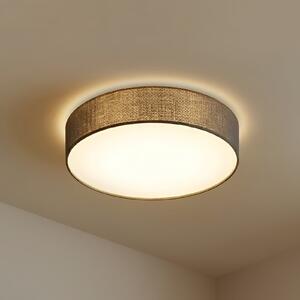 Lindby plafonieră Sebatin, Ø 50 cm, gri, țesătură, E27, reglabil, Gri, dormitor, Țesătură / Textil, Modern