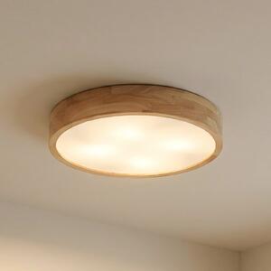 Lindby Plafonieră Tanju, Ø 60 cm, 5 becuri, lemn de cauciuc, E27, reglabil, Lemn, Camera de zi / sufragerie, Lemn, Casă de țară / Rustic
