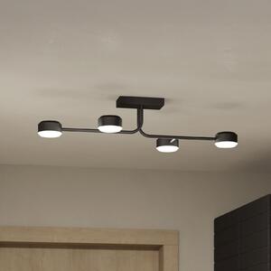 EGLO Clavellina Plafonieră cu LED, negru, patru lumini, reglabil, Negru, Camera de zi / sufragerie, Metal, Modern, Plafon semicircular cu spațiere