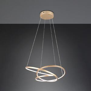 Trio Lighting Lampă suspendată cu LED Darvin lungime 64 cm, aurie, metal, CCT, reglabil, Auriu / Alamă, Camera de zi / sufragerie, Metal, Modern
